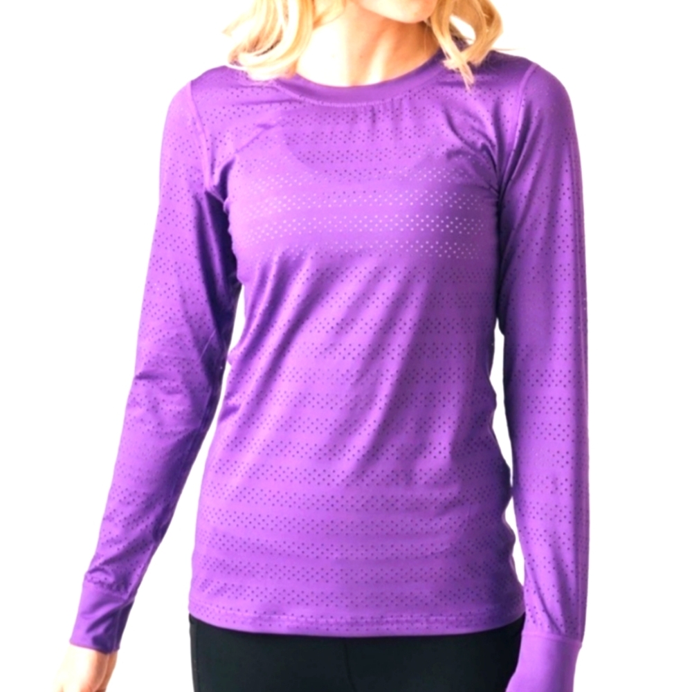 Zyia Active Chill Perforated Long Sleeve Top Purple Medium